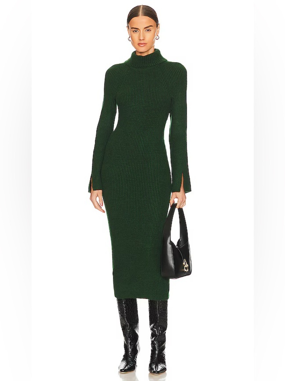 Lovers and Friends Coralie Knit Wool Blend Sweater Midi Dress Green Large NEW